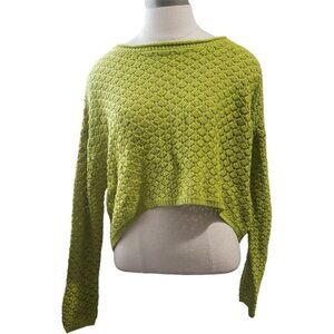 CT1780 Olive + Oak Lime Green Long Sleeve Lightweight Cropped Sweater M